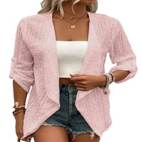 Luxplum жени блуза отворена преден жилетка за ръкави за ръкави в офис розов розов 2xl