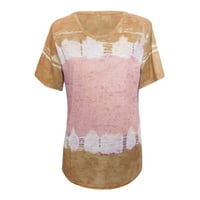 Ризи за жени Графична шия пролетна кръгла риза плюс размер с къс ръкав щампа лятна топ блуза тениски