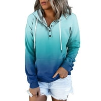 Kali_store zip up hoodies женски небрежен пуловер с дълъг ръкав суичър с качулка с джобове синьо, l