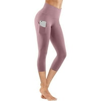Hfyihgf Женски панталони за йога с джобове с основни томия на корема с висока талия за тренировка за бягане на тренировка
