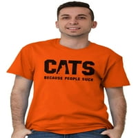 Котки, защото хората смучат забавно готино мъжки графични тениски тийнейджъри brisco марки m