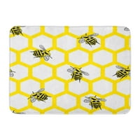 Жълт модел шестоъгълни пчели шестоъгълна форма абстрактна гъвкавост пчелен пчелен пчелен подар за пода килим за килим мат 23.6x