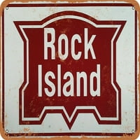 Метален знак - Rock Island Railroad - Винтидж ръждив вид