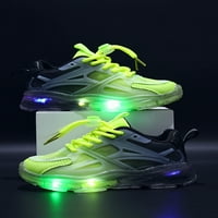 Rotosw Деца бягащи обувки Дишащи атлетически обувки Комфортни маратонки Модни спортни обучители Училищен светещ черно зелено 5c