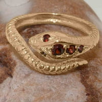 Британски направени 9k Rose Gold Natural Garnet Womens Band Ring - Опции за размер - размер 7.75