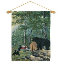 Bears Campsite Garden Flag Set Wildlife x18. Двустранно банер на двора
