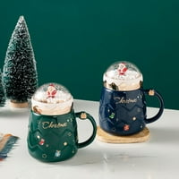 500мл Дядо Коледа Дизайн Коледна чаша с капак Керамични мини фигурки Водна чаша за кухня