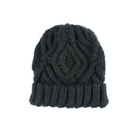 Плетена шапка ромб модел стилна мека топла шапка зима тъп дебела шапка за мъже и жени черни