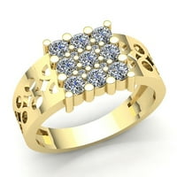 Истински 1CTW Кръгло отрязани диамантени мъжки 3-ред годишнина годежен пръстен Твърда 14k роза, бяло или жълто злато IJ Si2