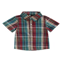 Mialoley Little Boys Летни ризи, моден копче за печат с къс ръкав с къс ръкав надолу