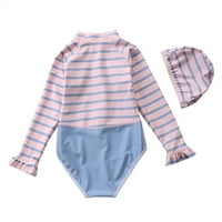 UCCDO Toddler Girls Rashguard еднократно бански костюм бебе момиче лятни флорални бански костюм с плувна шапка 1-7t