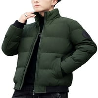 Avamo Men Jacke Scred Color Outwear Long Loweve Coat Зимни топли джобове палта сгъстяване на сгъване на яка Зелена XL