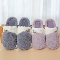 Дами плюшени домашни топли памучни чехли зима домашни памучни чехли модни сладки ежедневни хлъзгачи от дома лилаво