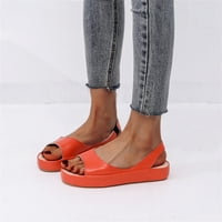Aoujea Clearance предмети удобни сандали за жени ежедневни плаж плътни цветове удобни чехли риба уста обувки ежедневно оранжево 6.5