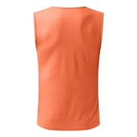 Ризи без ръкави за мъже за мъже пролетта лято ежедневни без ръкави върхове на тениска тениска топ блуза, оранжева 3x-голяма