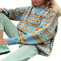Qiylii Girls Knitwear, дълъг ръкав кръгла яка разхлабена плетена върхове пуловер