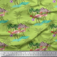 Soimoi кафяв памучен патица тъкан палмово дърво и фламинго птица печат шиене на тъкани двор