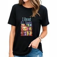 Прочетете всички книги, акварелен дизайн на рафта за книги Ret Graphic Tees за жени, лятна риза с къс ръкав с уникални щампи