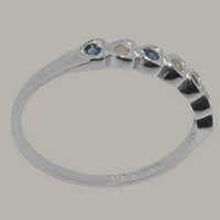 Британски направени 9k бяло злато Истински естествен Opal & Sapphire Womens Eternity Ring - Опции за размер - размер 5.5