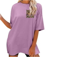 LHKED Дамски ризи за летни ризи за жени на разстояние модна жена Причинно-кръгла шия печат блуза тениска с къс ръкав летни върхове