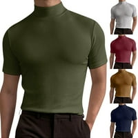 Мъжете костенурка пуловер Небрежен тънък мускул с къс ръкав тесни тениски тениски тениска