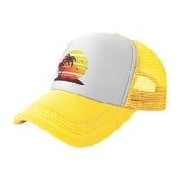 Cepten Mens & Women Street Style с плаж слънчево лого на палмово дърво Регулируем камион Mersh Cap Yellow