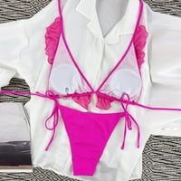 Комплект бикини на Caveitl, комплект за женски печат бански костюм два пълни сутиен бански костюми плажни дрехи горещо розово