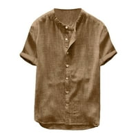 Мъжки ризи ежедневни стилни ризи солидни торбисти цветни върхове блуза блуза памук t късо ръкав ретро блуза