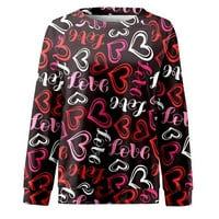 Hunpta Hoodies for Women Women Valentine Day Print Crewneck Дълго ръкав суичър Блуза Небрежно пуловер Топс