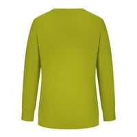 Ovticza майчински ризи с дълъг ръкав леко свободно прилепване плюс размер суичъри за вратовръзка с орационално огромно пуловер екипаж Plain Boho върхове Размер плюс размер флуоресцентно зелено 4XL