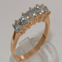 Британски направени 9k Rose Gold Natural Aquamarine Womens Eternity Ring - Опции за размер - размер 6.5