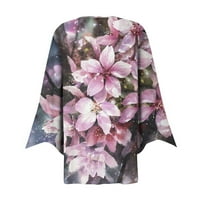 Sksloeg Женски леки отворени предни кардигани Леки винтидж цветя отпечатани кимоноси драпи