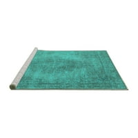 Ahgly Company Machine Pashable Indoor Rectangle Oriental Turquoise Blue Industrial Area Rugs, 7 '10'