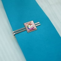 Запазете еднорозите Rainbow Funny Humor Square Tie Bar Clasp Tack- Сребро или злато