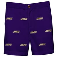 Младежки лилави Джеймс Медисън Дюкс Екип лого структурирани къси панталони