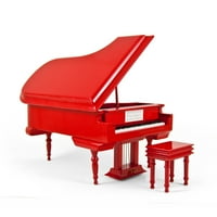 Усъвършенствана бележка Миниатюрен музикален Hi -Gloss Fire Engine Червено пиано с пейка - Серенада, Шуберт