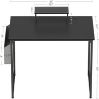 Компютърно бюро на Cubicubi 40 бюро за домашен офис с малка маса и чанта за съхранение, черен покрив
