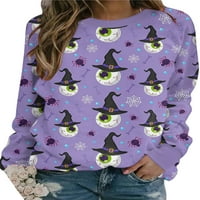 Amiliee Halloween Sweatshirts for Women Pumpkin Ghost Print Print Pullover Tops S-2XL