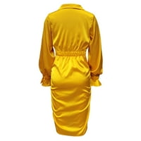 Женска рокля с дълъг ръкав за опаковане на костюм и нощен рокля рокля Официална рокля Женска официална рокля жълта l