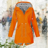 Дъждовно яке жени водоустойчиви леки дъждобрани с дълъг ръкав с туризъм на качулка на открито регулируема качулка с джобове дамски дъждовно палто зимно палто от вятър оранжел орангел