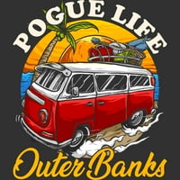 Външни банки Pogue Life Външни банки Surf van ob fun Beach Mens Black Graphic Tee - Дизайн от хора 5xl