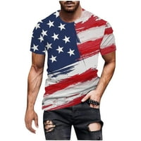Мъжки 4 юли 3d щампа тениски с къс ръкав тънък приготен американски флаг ризи лято ежедневен екипаж