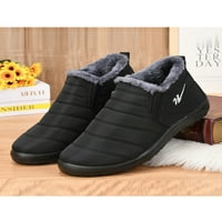 Fangasis Men Snow Boots Mid Top Winter Shoes Кръг пръст на топла комфортна обувка Небрежно ходене модна обувка удобни еластични обувки черно 7,5