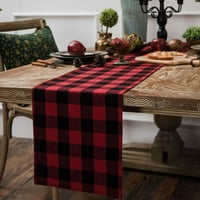 Таблица Runner Red and Black Checkered Farmhouse Braided Cotton Classic Christmas