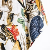 Печат къса ежедневна памучна блуза бельо етническа риза Хавайска ръкава Мъжки мъжки блуза Големи и високи мъжки рокли с рокли с тънък прилеп