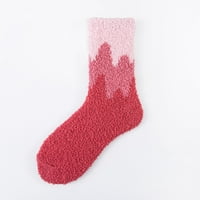 Чорапи дамски размити чорапи чехли зимни пухкави кабини топли меки корали удобни вълни печат средни чорапи домашни чорапи