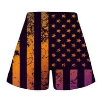 4 юли Американски флаг печат къси панталони за жени Pejock жени Атлетични къси панталони Дръпчици удобни еластични талия къси панталони Лято издърпване на късо