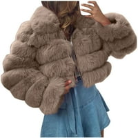 Зимни палта за жени тийнейджърки момичета къса фауна руно яке продажба плюс размер дамски сладък качулка пухкава сплайсиране на топло пухка