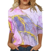 Дамски върхове ръкав лятна етническа флорална сладка върхове Crewneck Fit Половин ръкав тениски ризи пролетна блуза