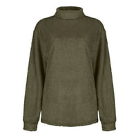 Стилен женски причинно -следствен плътно цветово пуловер пуловер плюш пуловер от дъното на блуза върхове